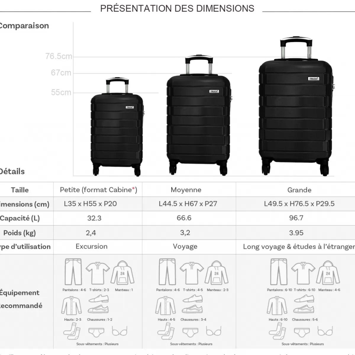 Lot 3 valises dont 1 valise cabine rigides ABS^Truck Sale