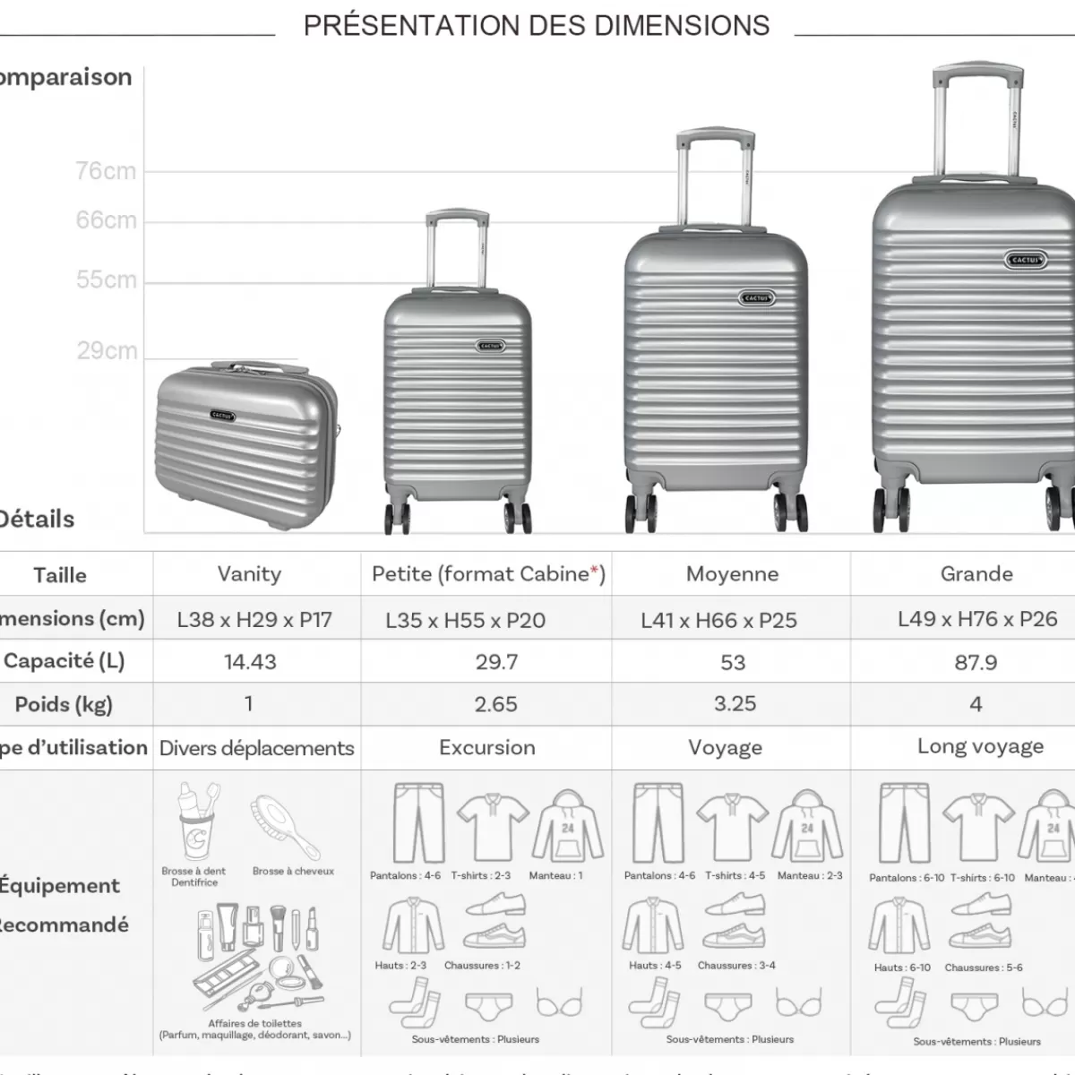 Lot 3 valises plus 1 vanity rigides ABS^Cactus Best Sale