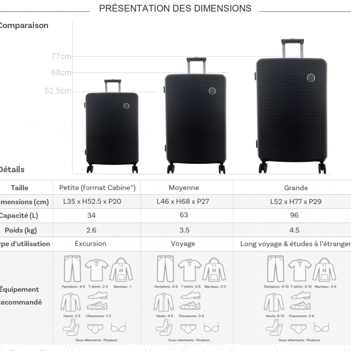 Lot 3 valises rigides dont 1 valise cabine ABS TSA^David Jones Best