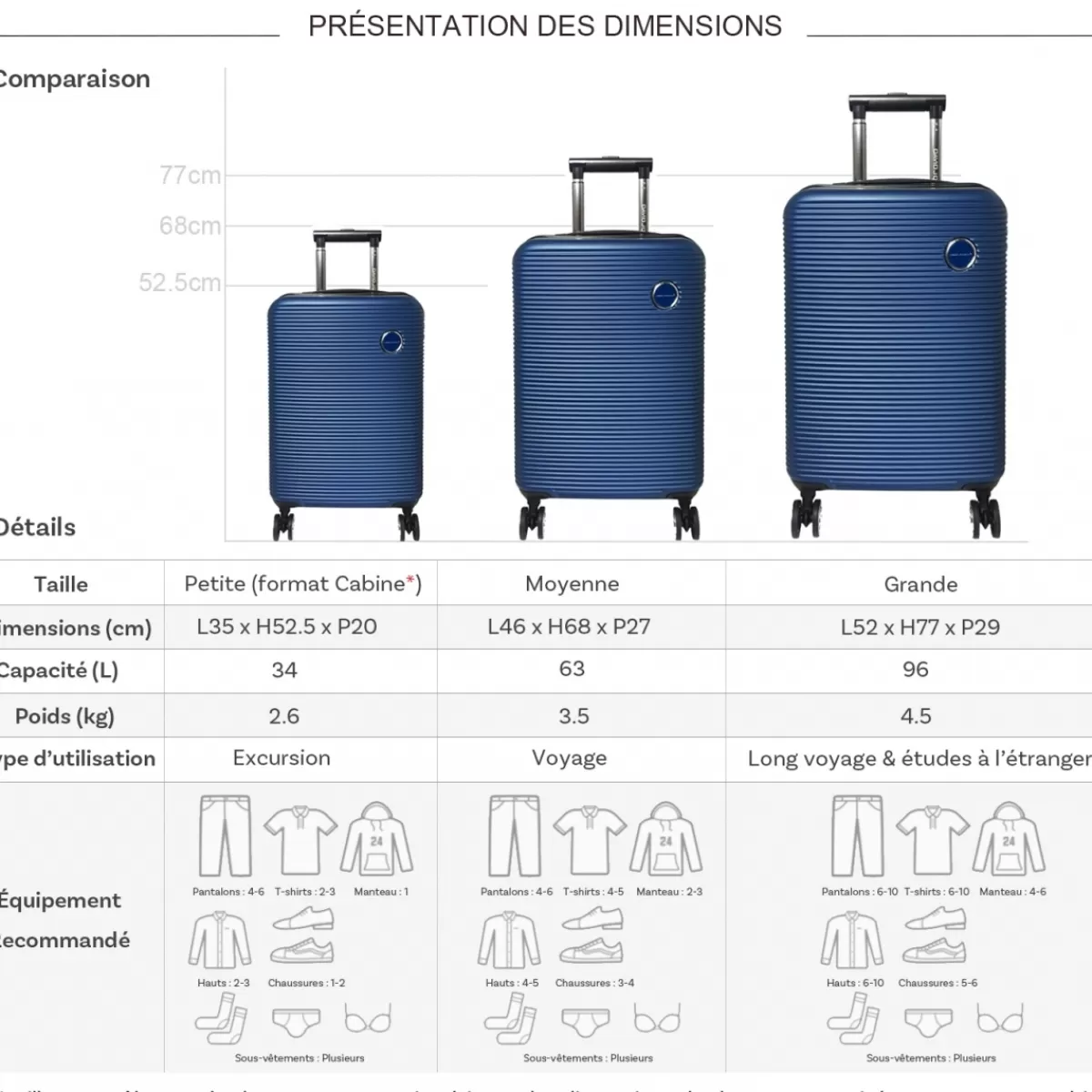 Lot 3 valises rigides dont 1 valise cabine ABS TSA^David Jones Best