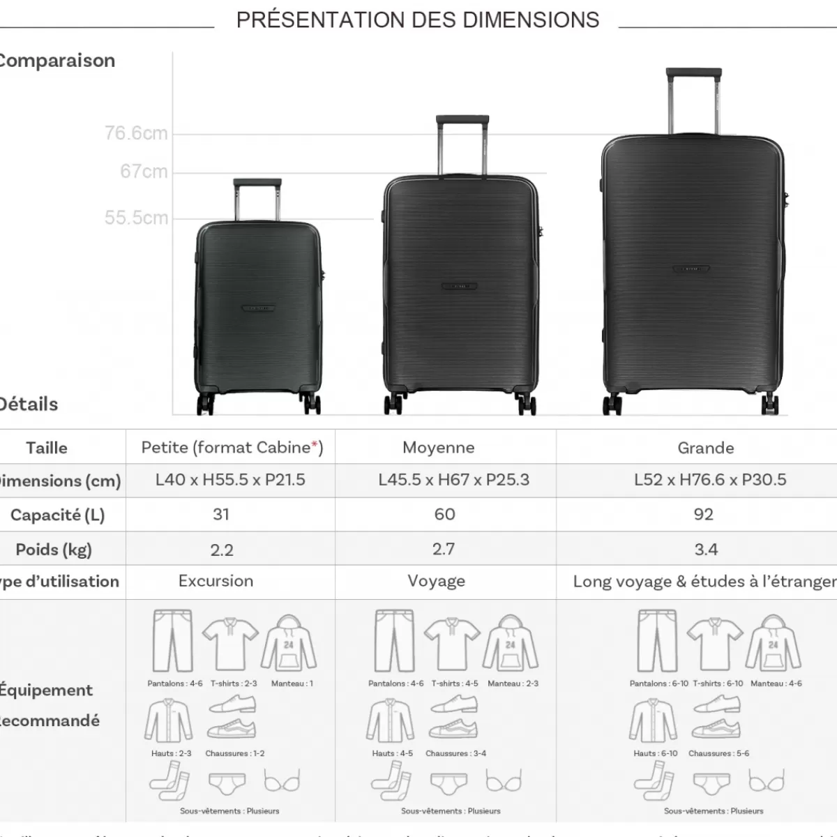 Lot 3 valises rigides dont 1 valise cabine TSA PETE^David Jones Online