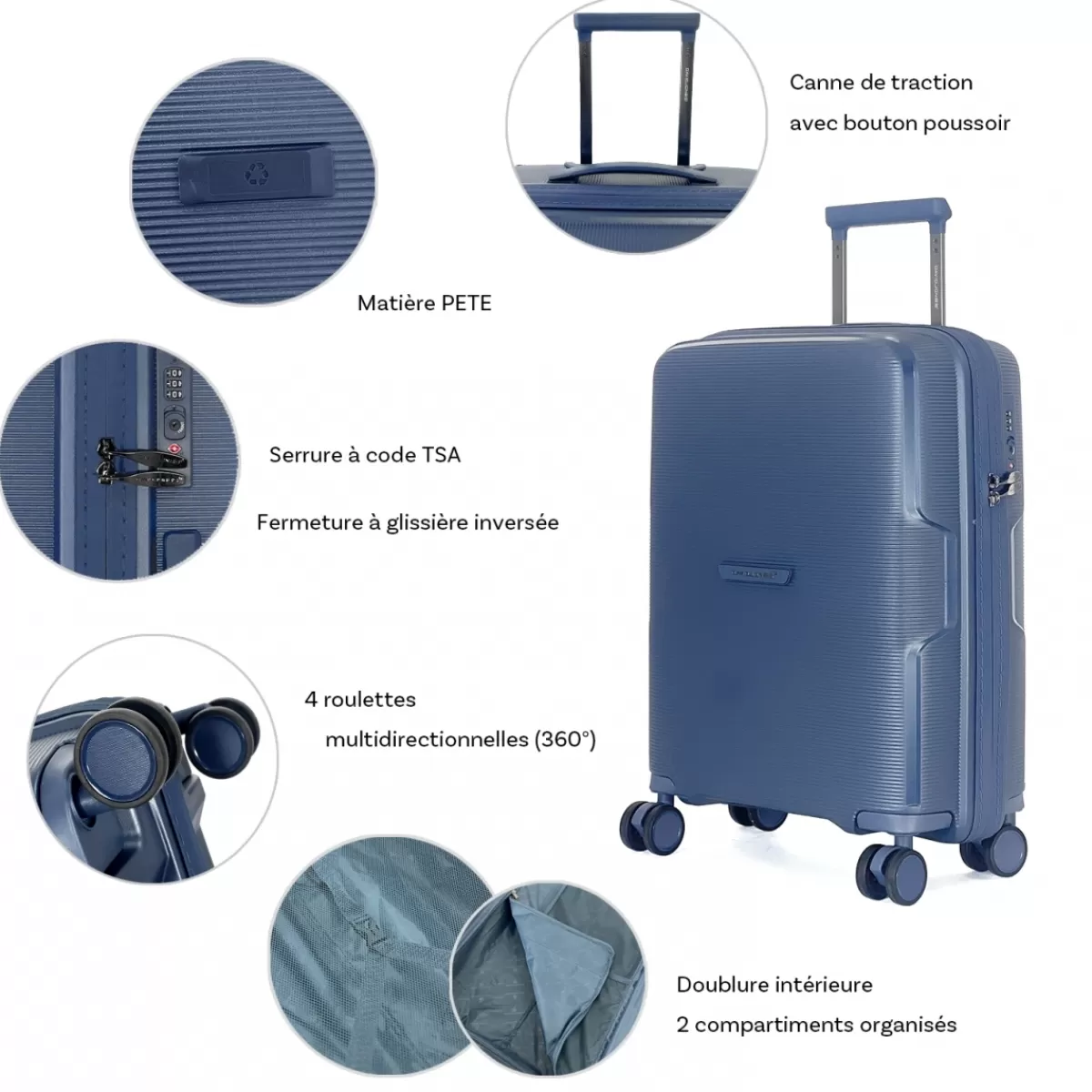 Lot 3 valises rigides dont 1 valise cabine TSA PETE^David Jones Online