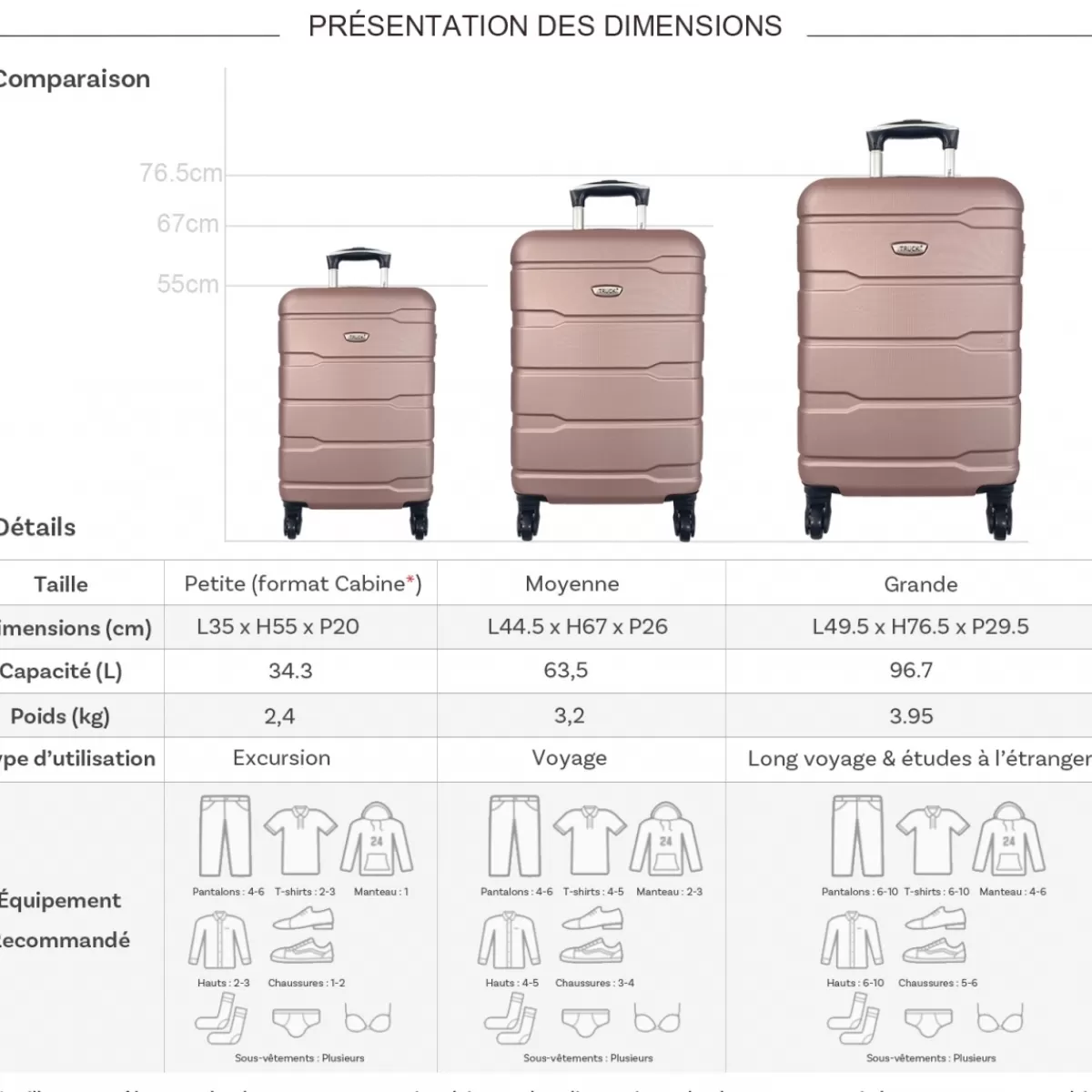 Lot 3 valises rigides dont 1 valise cabine ABS^Truck Sale