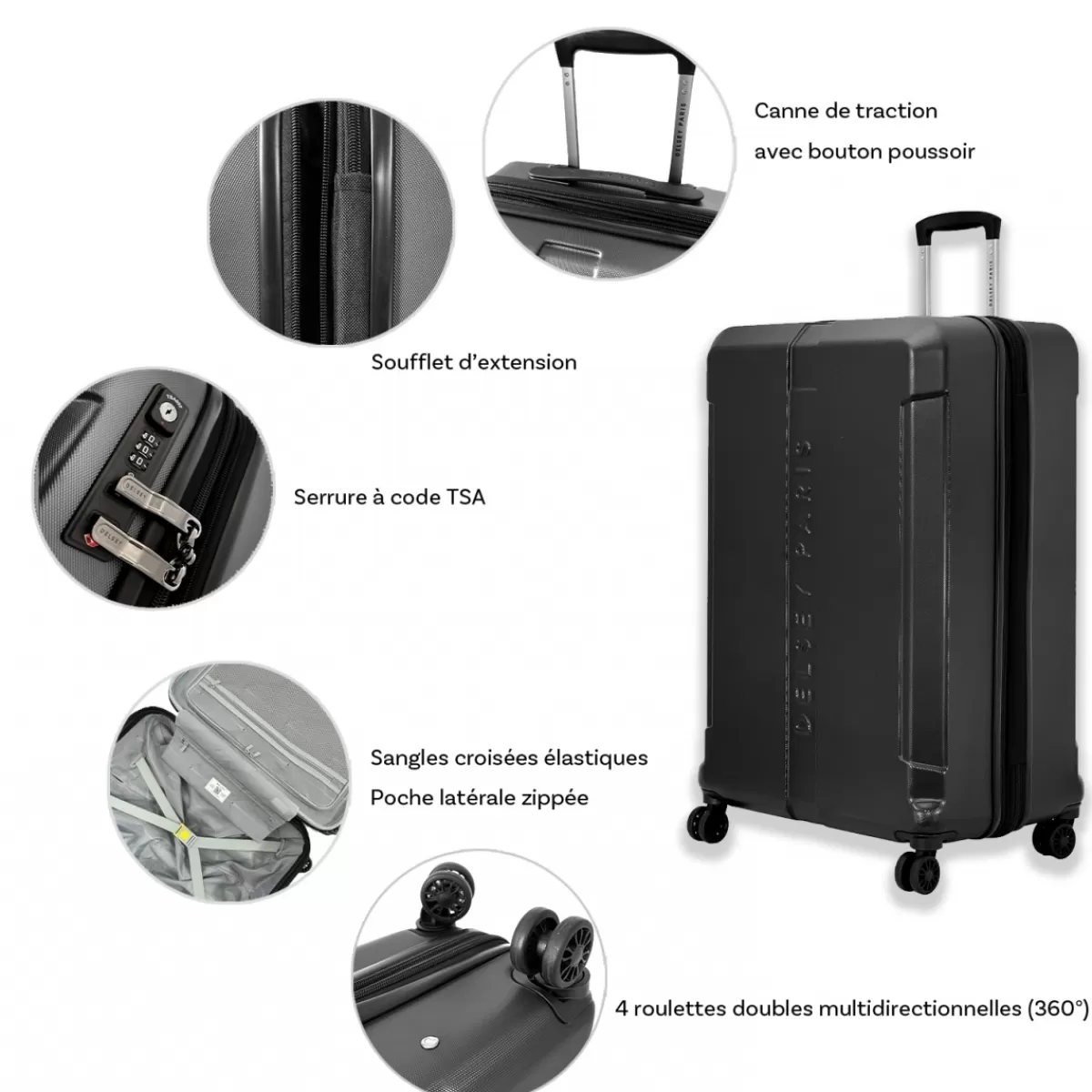 Lot 2 valises rigides extensibles Départ 65cm et 75cm TSA^Delsey Shop