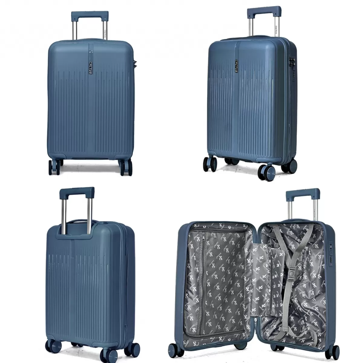 Lot de 3 valises rigides dont une valise cabine TSA PETE^Cactus Hot