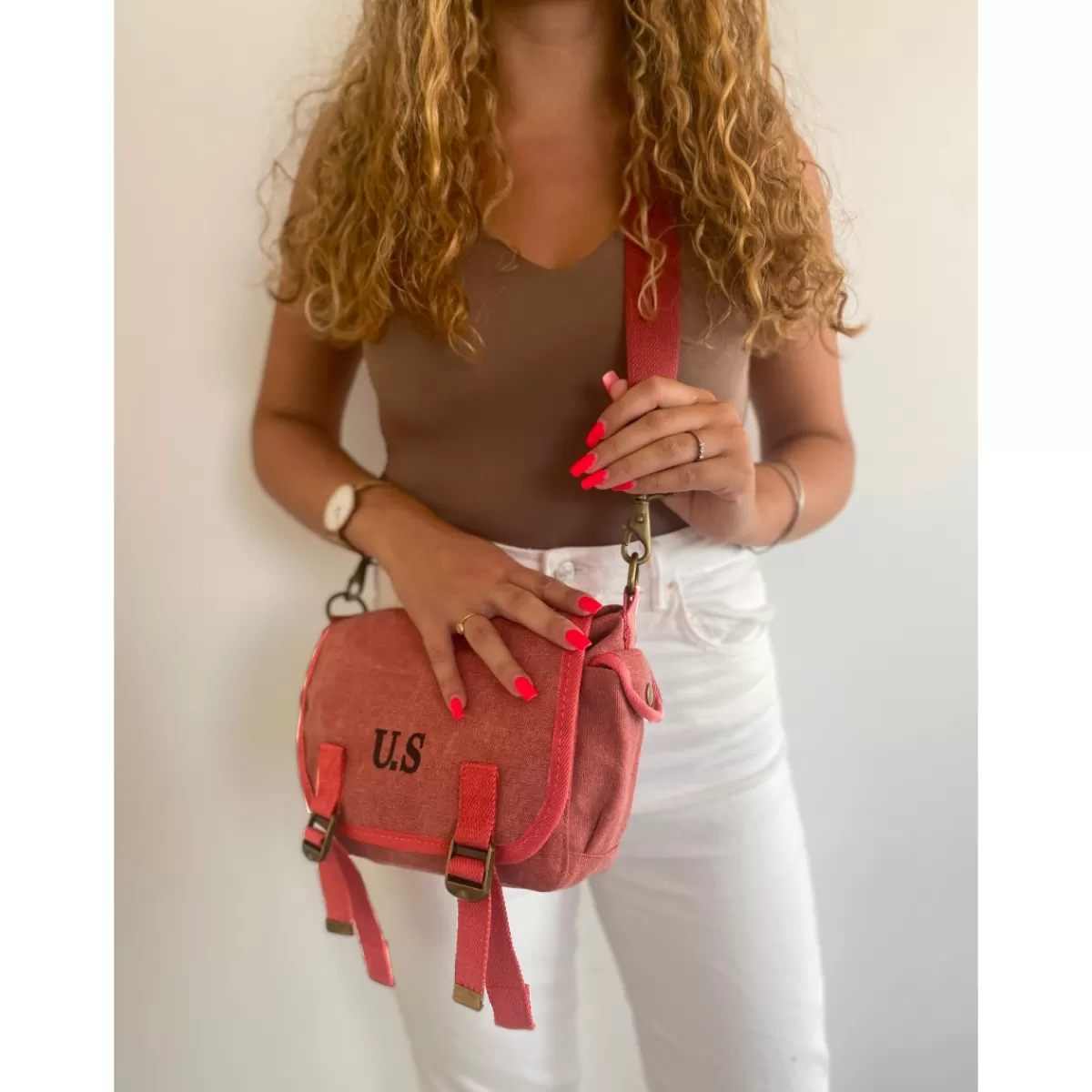 Sac à main gibecière en toile petite taille^Cactus Flash Sale