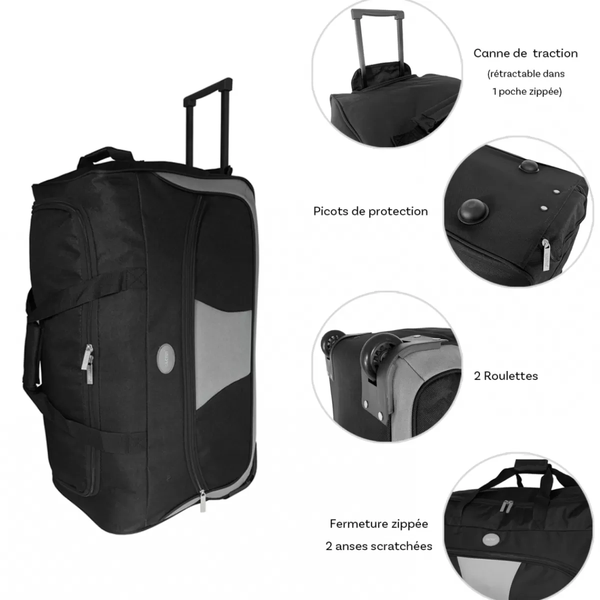 Sac de voyage avec roulettes 70L polyester taille M 68cm^Cactus Clearance