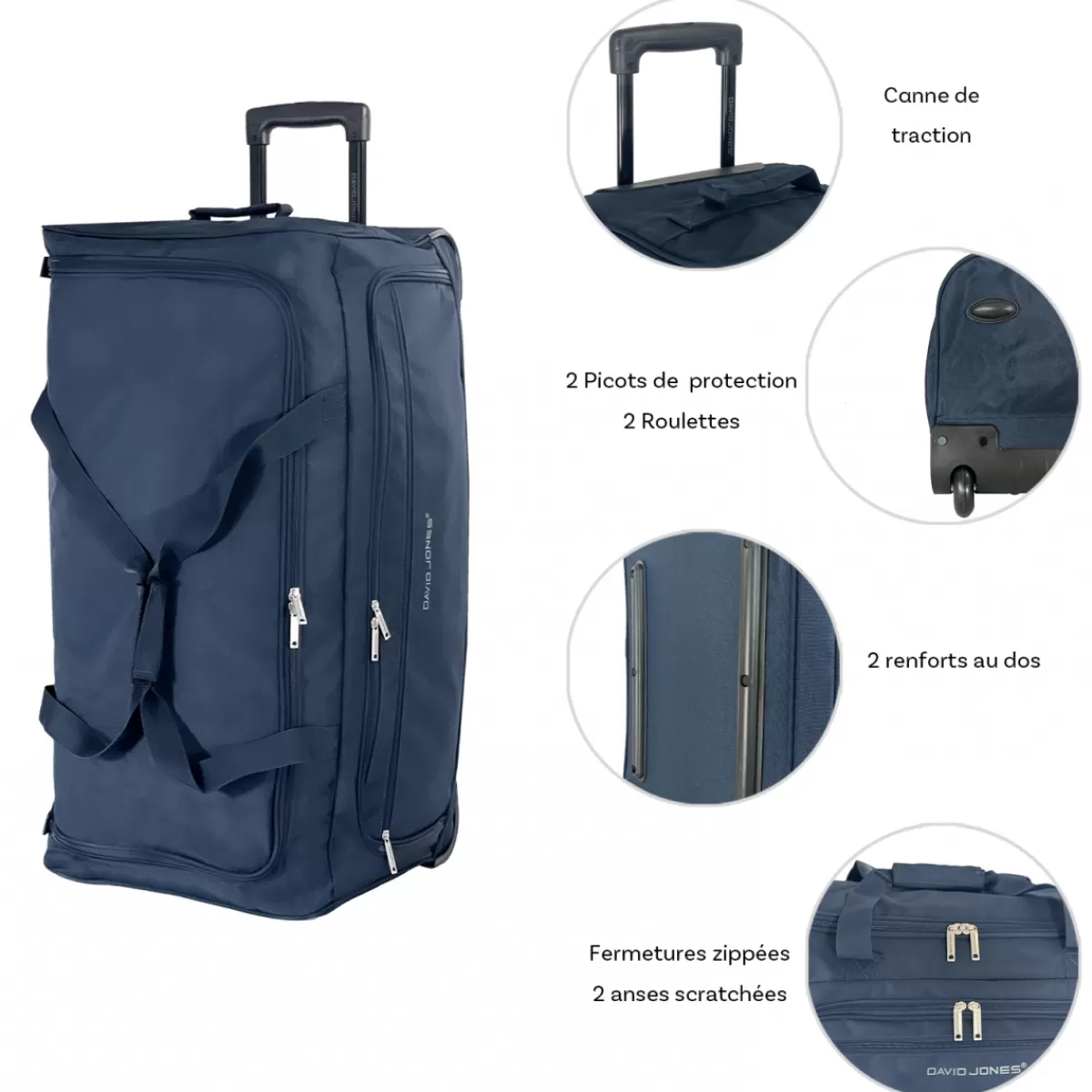Sac de voyage avec roulettes 98L polyester taille L 76cm^David Jones Sale
