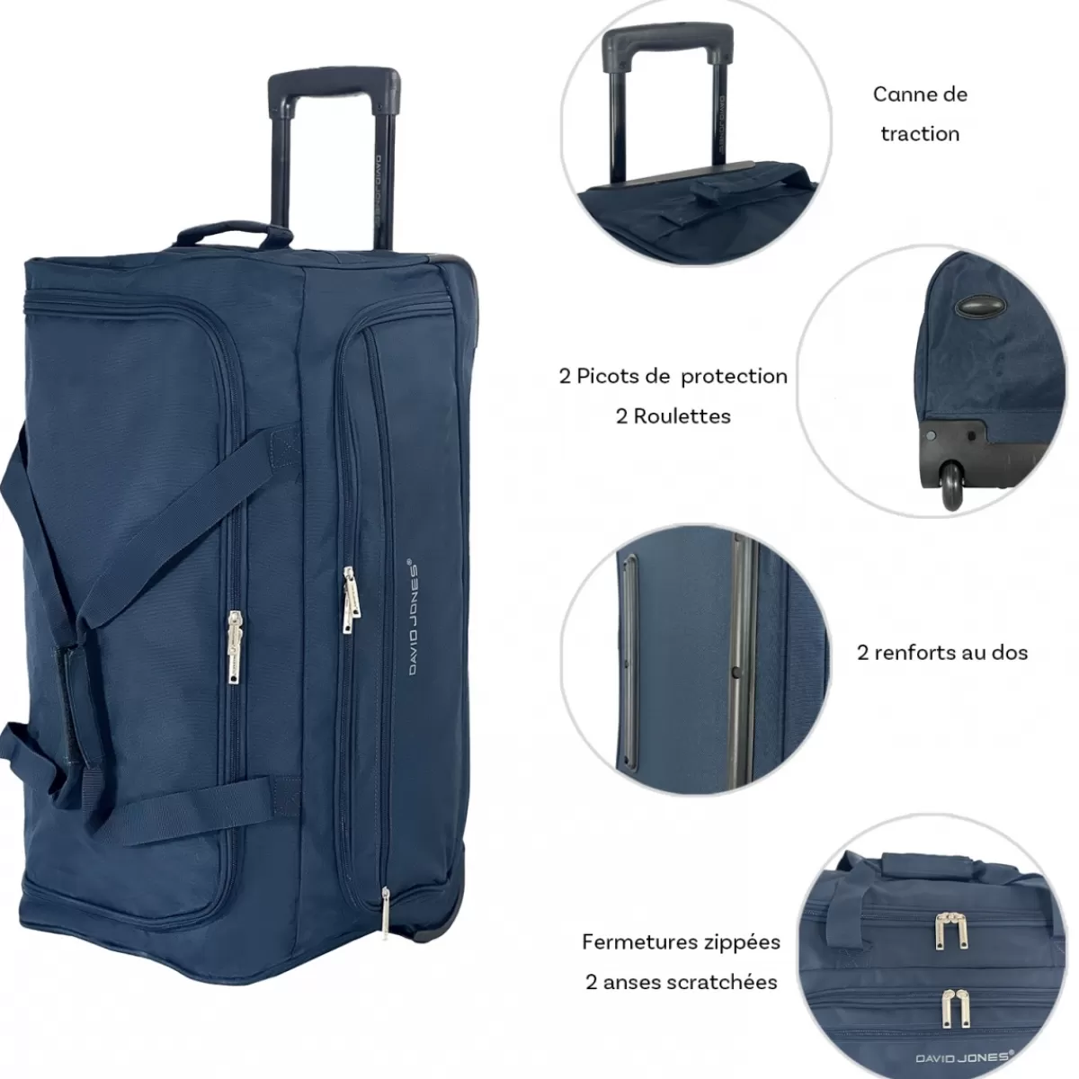 Sac de voyage avec roulettes 61L polyester taille M 66cm^David Jones Sale