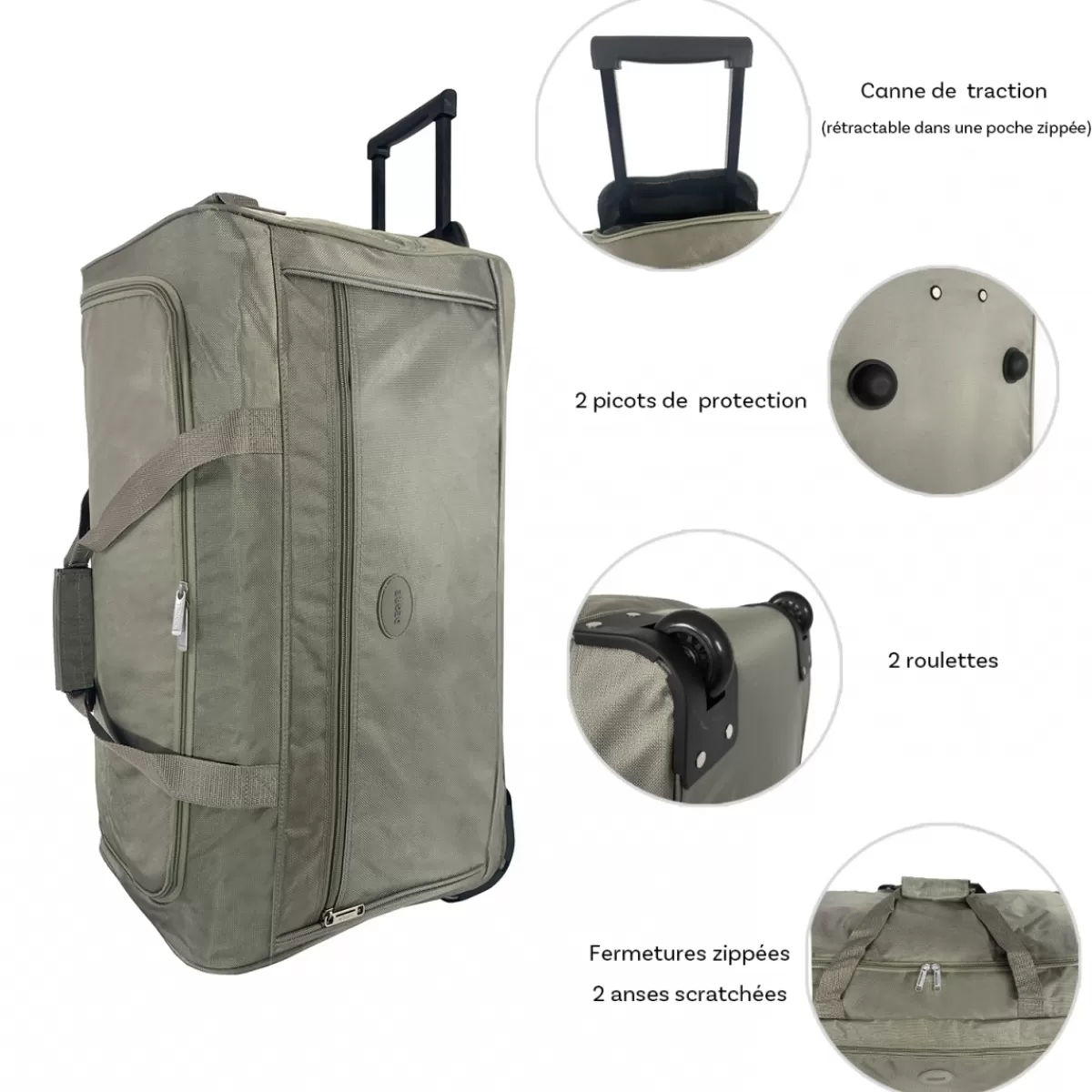 Sac de voyage avec roulettes 70L polyester taille M 64cm^Degré Outlet