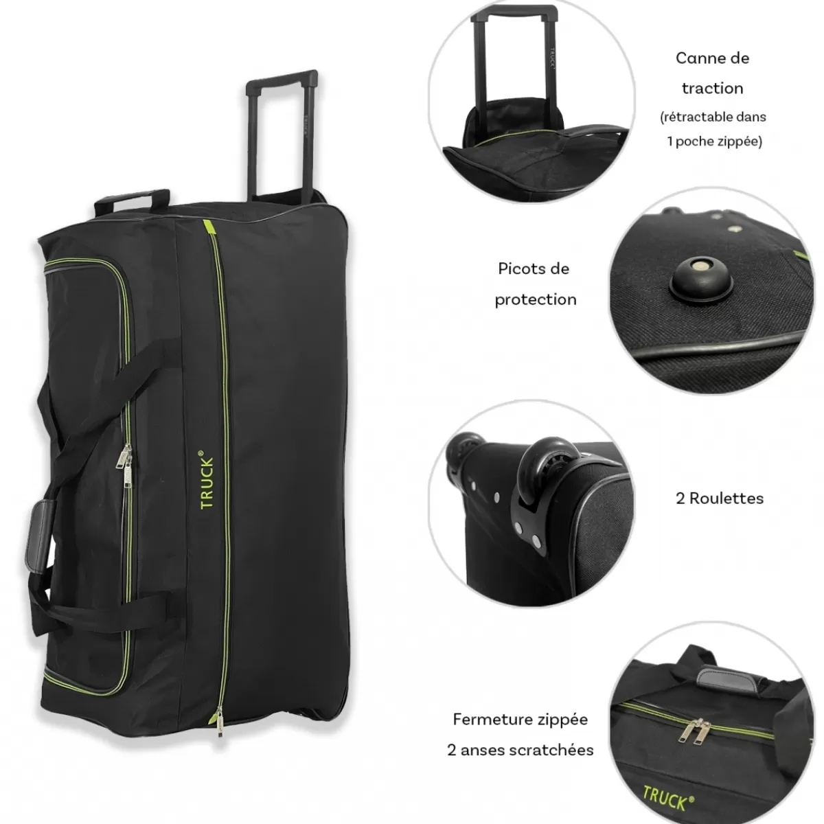 Sac de voyage avec roulettes 76L polyester taille L 75.50cm^Truck Cheap