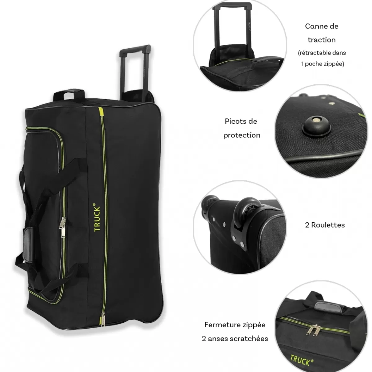 Sac de voyage avec roulettes 64L polyester taille M 65.50cm^Truck Hot