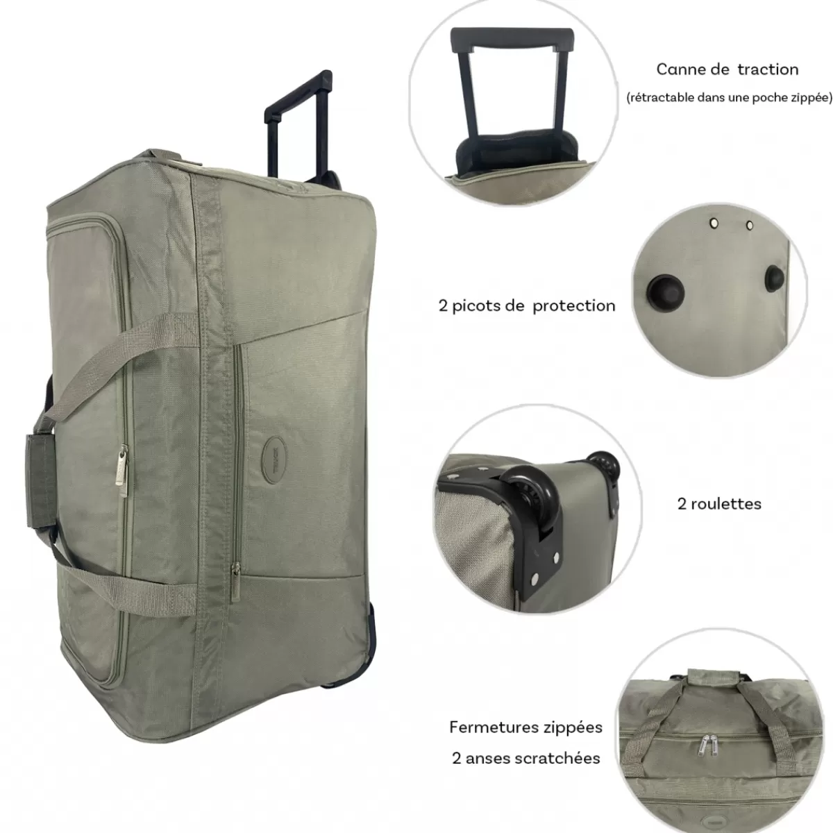 Sac de voyage avec roulettes 70L polyester taille M 64cm^Truck Best