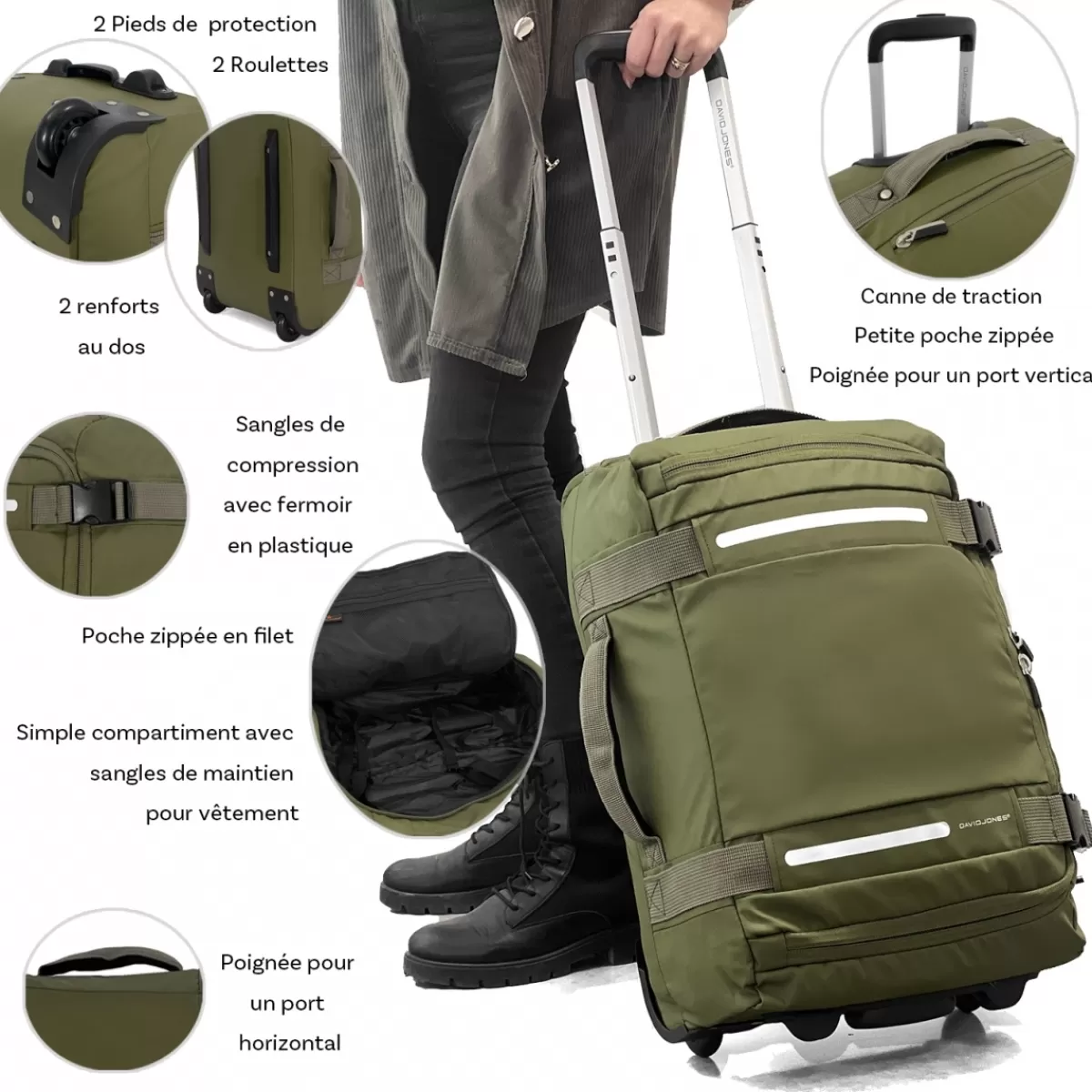 Sac de voyage cabine à roulettes 38.5L taille S 53cm^David Jones Online