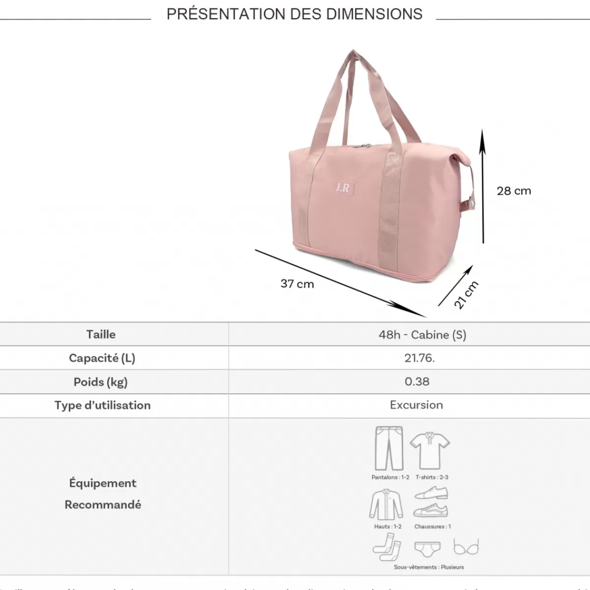 Sac de voyage week-end 21L déperlant Bleu Cerise sans roulettes^Bleucerise Shop