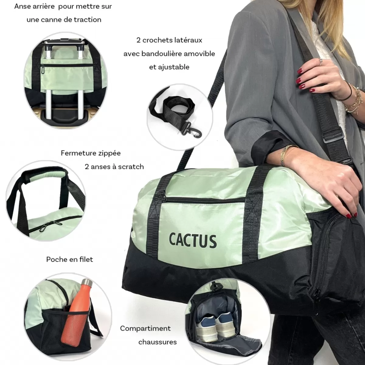 Sac de voyage week-end 26L et sport sans roulettes^Cactus Cheap