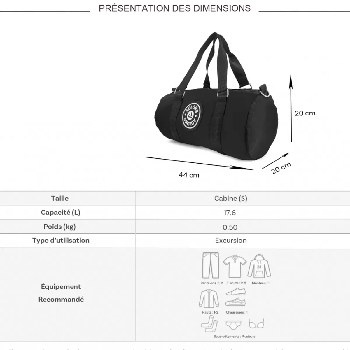 Sac de voyage week-end 17L et sport Les Sacs de K&#39rlot sans roulettes^Les Sacs de K'rlot Clearance