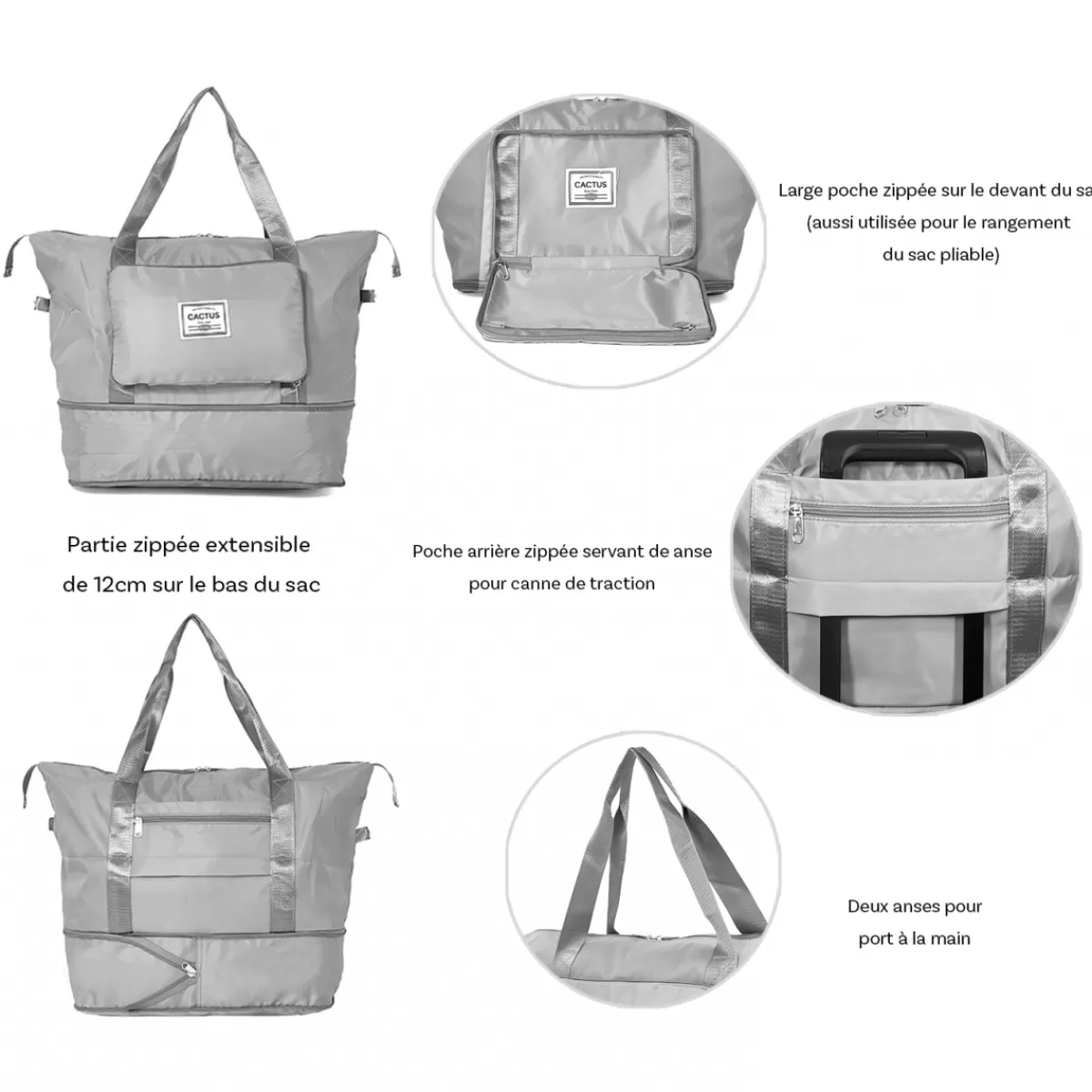 Sac de voyage week-end 24L pliable et extensible déperlant sans roulettes^Cactus Clearance