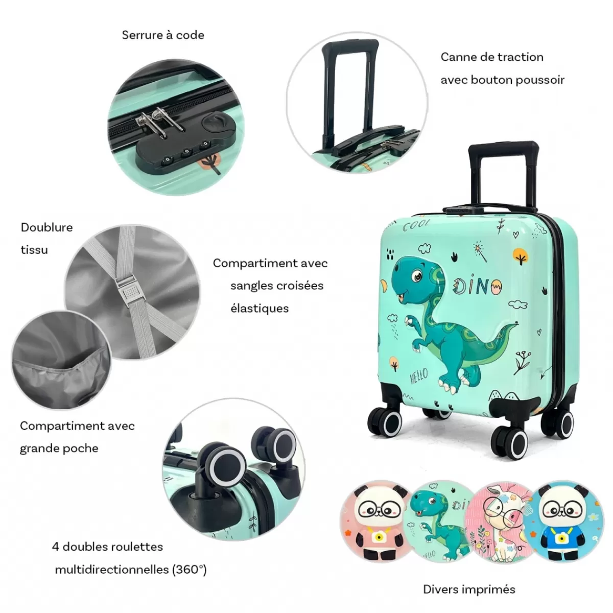 Valise cabine rigide enfant motif 3D Les Sacs de K&#39rlot 46cm^Les Sacs de K'rlot Shop