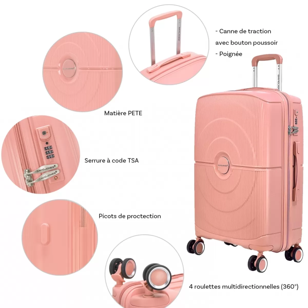 Valise grande taille rigide PETE TSA 75cm^David Jones Cheap